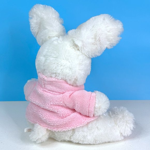 Dan Dee White Bunny Rabbit Pink Bathrobe Cuddly 14" Plush Stuffed Animal Toy - Picture 5 of 6